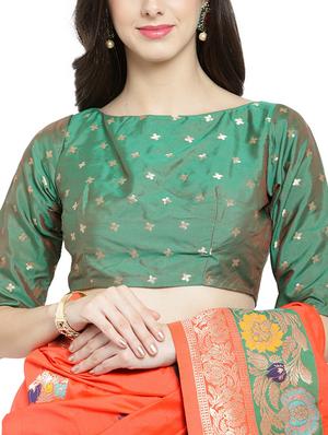 zari jacquard banarsi saree with blouse - 15799535 - Standard Image - 3