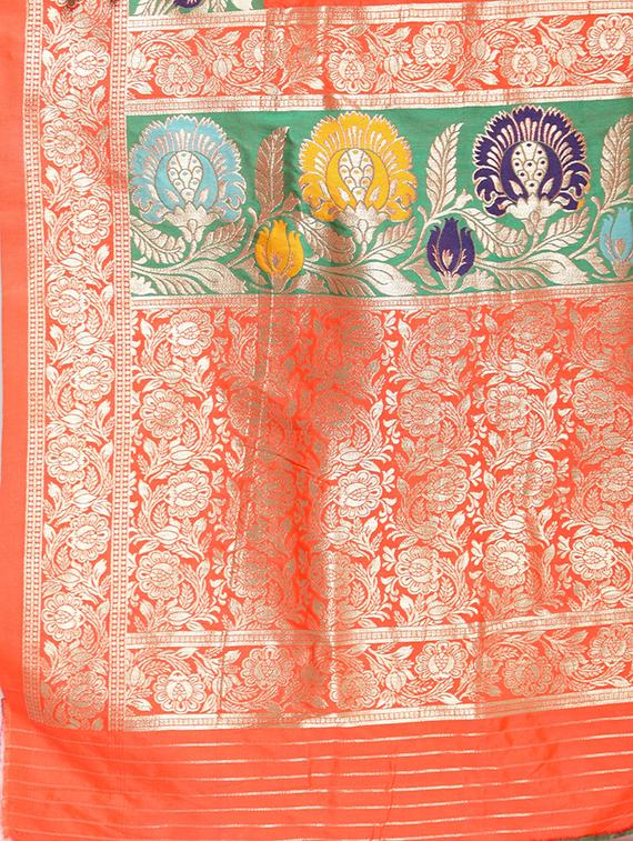 zari jacquard banarsi saree with blouse - 15799535 - Zoom Image - 4
