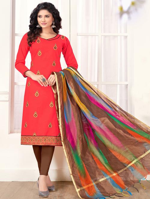 embroidered unstitched churidaar suit - 15799614 - Standard Image - 1
