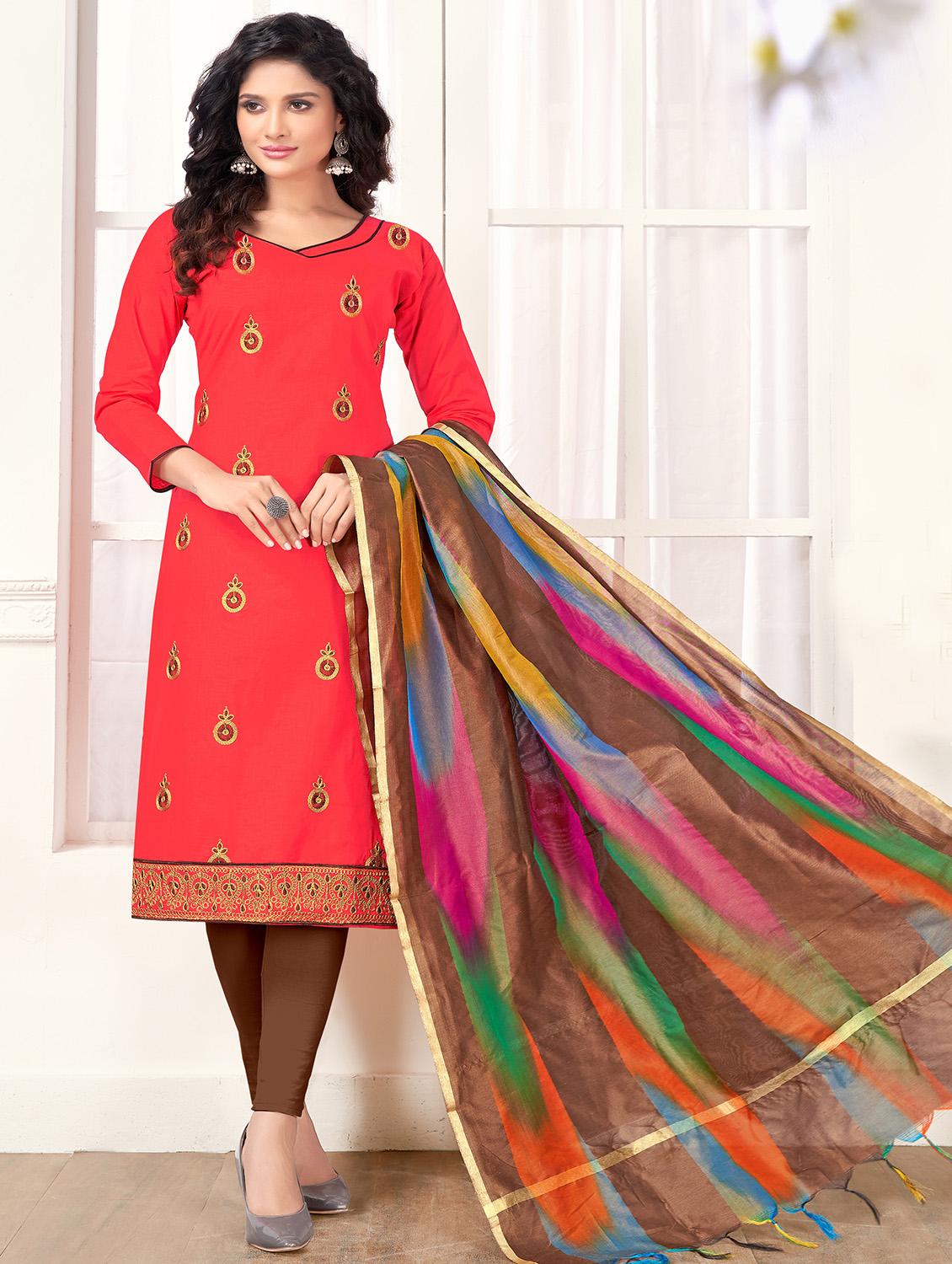 embroidered unstitched churidaar suit - 15799614 - Zoom Image - 1