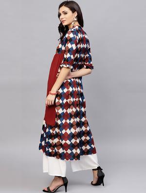flared geometrical kurta - 15799751 - Standard Image - 3
