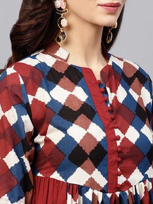 flared geometrical kurta - 15799751 - Standard Image - 5