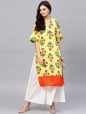 floral print straight kurta - 15799762 - Standard Image - 4