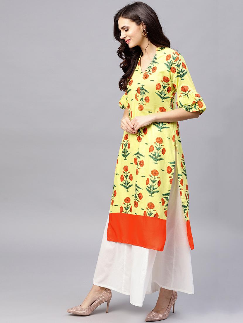 floral print straight kurta - 15799762 - Zoom Image - 2