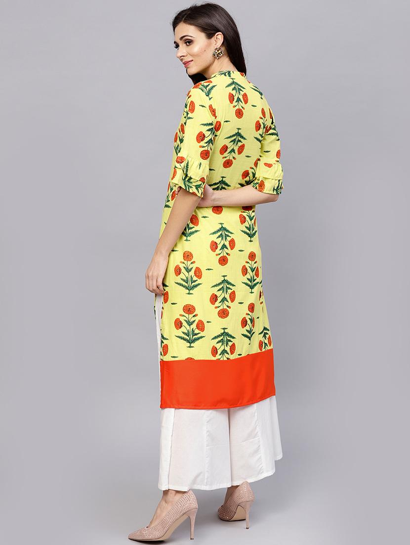 floral print straight kurta - 15799762 - Zoom Image - 3