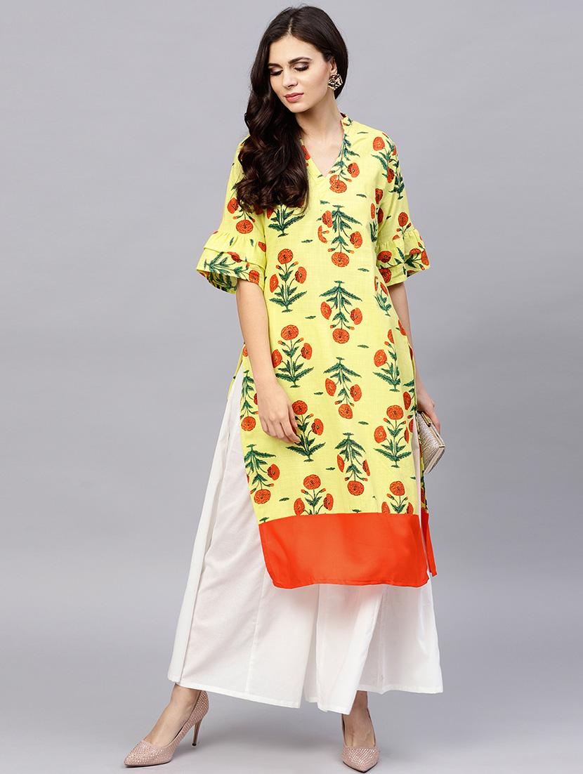 floral print straight kurta - 15799762 - Zoom Image - 4