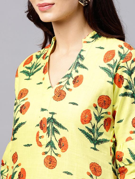 floral print straight kurta - 15799762 - Zoom Image - 5