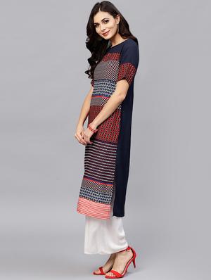 printed straight kurta - 15799767 - Standard Image - 2