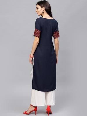 printed straight kurta - 15799767 - Standard Image - 3