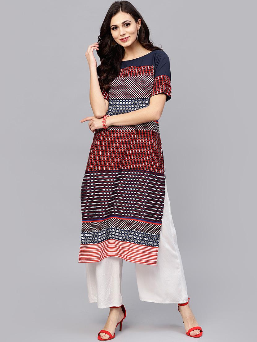 printed straight kurta - 15799767 - Zoom Image - 1