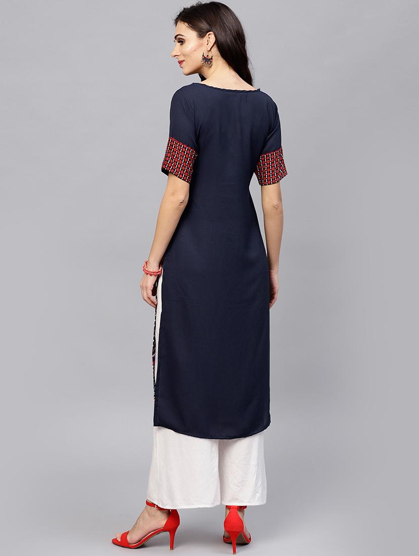 printed straight kurta - 15799767 - Zoom Image - 3