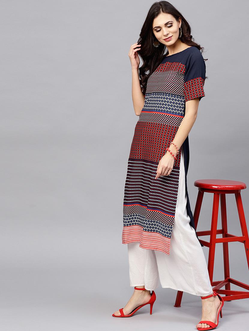 printed straight kurta - 15799767 - Zoom Image - 4