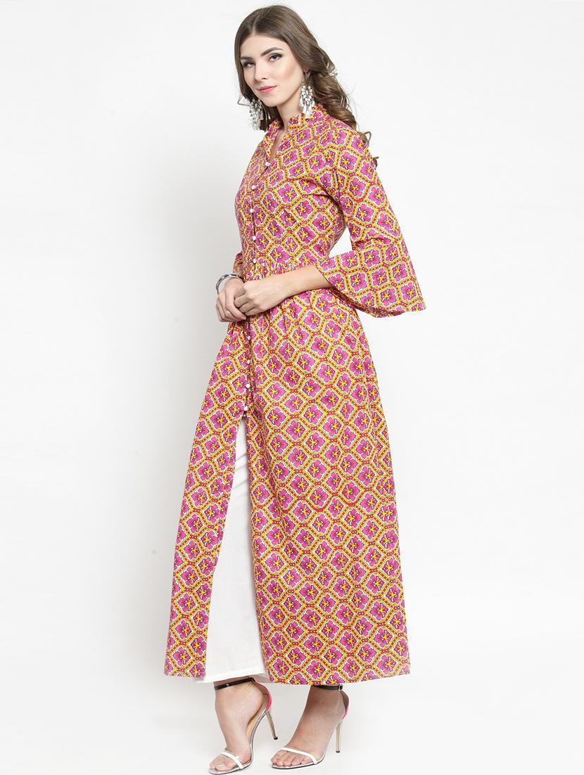 high slit bell sleeves kurta - 15799802 - Zoom Image - 2
