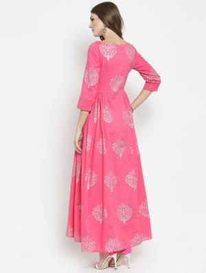 flared foil print kurta - 15799809 - Standard Image - 3