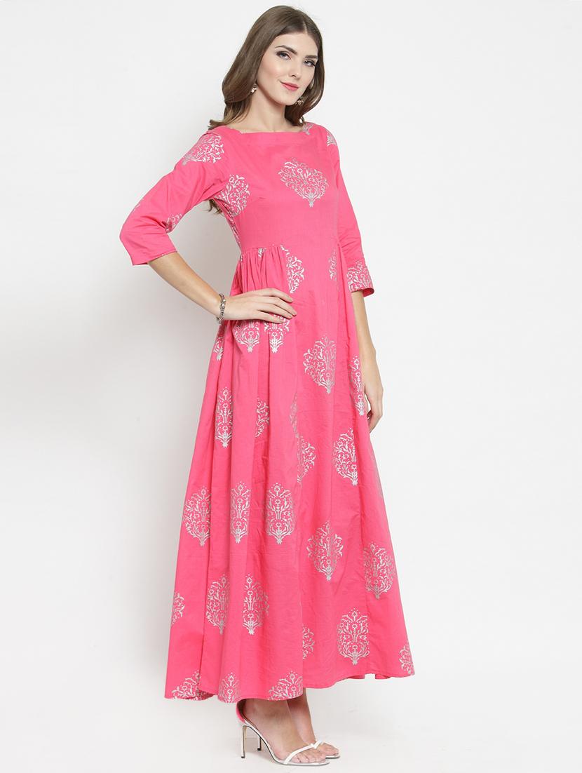 flared foil print kurta - 15799809 - Zoom Image - 2