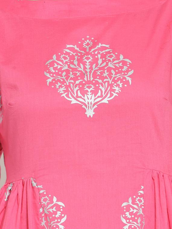 flared foil print kurta - 15799809 - Zoom Image - 4
