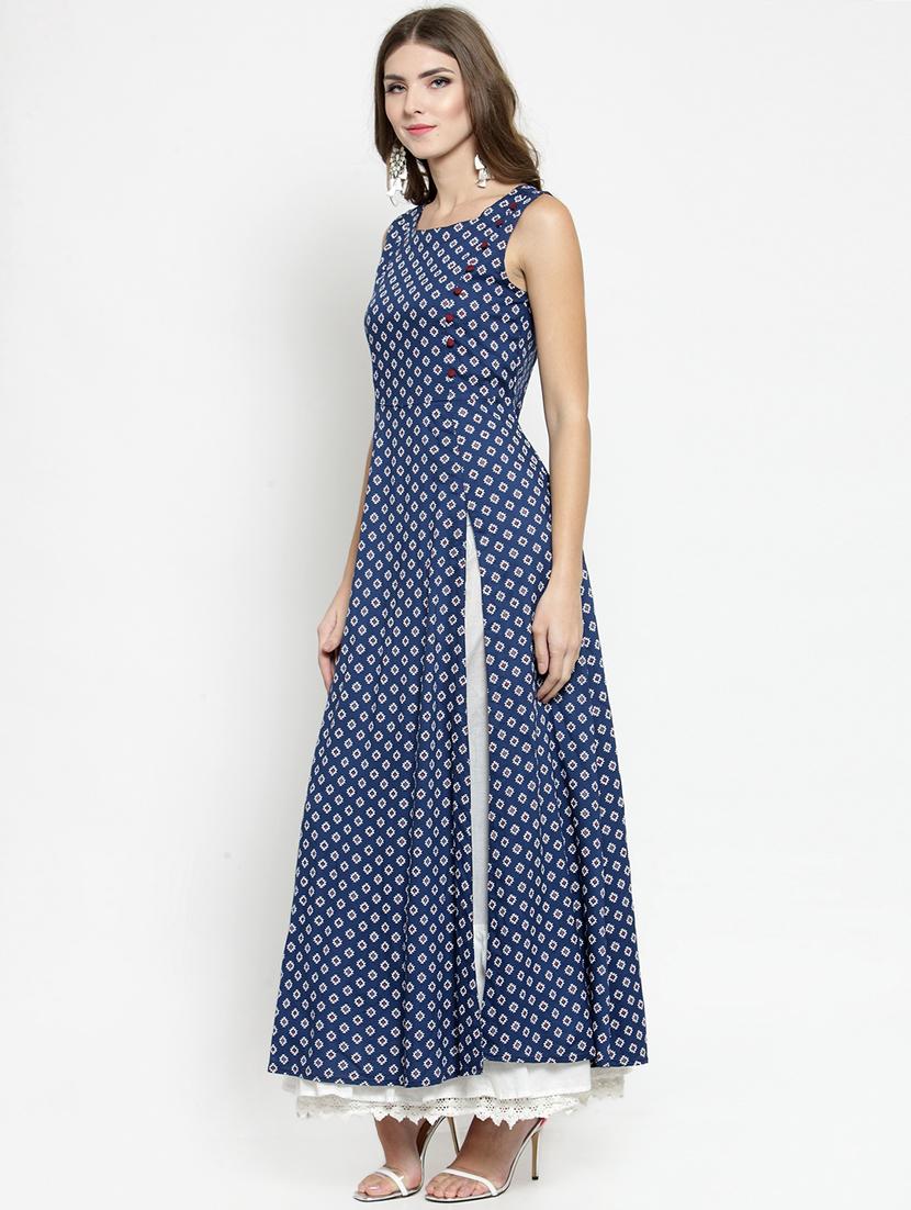 high slit printed kurta - 15799812 - Zoom Image - 2
