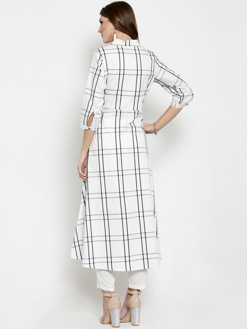 checkered a-line kurta - 15799819 - Zoom Image - 3