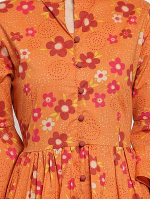 floral flared front slit kurta with pant set - 15799838 - Standard Image - 5