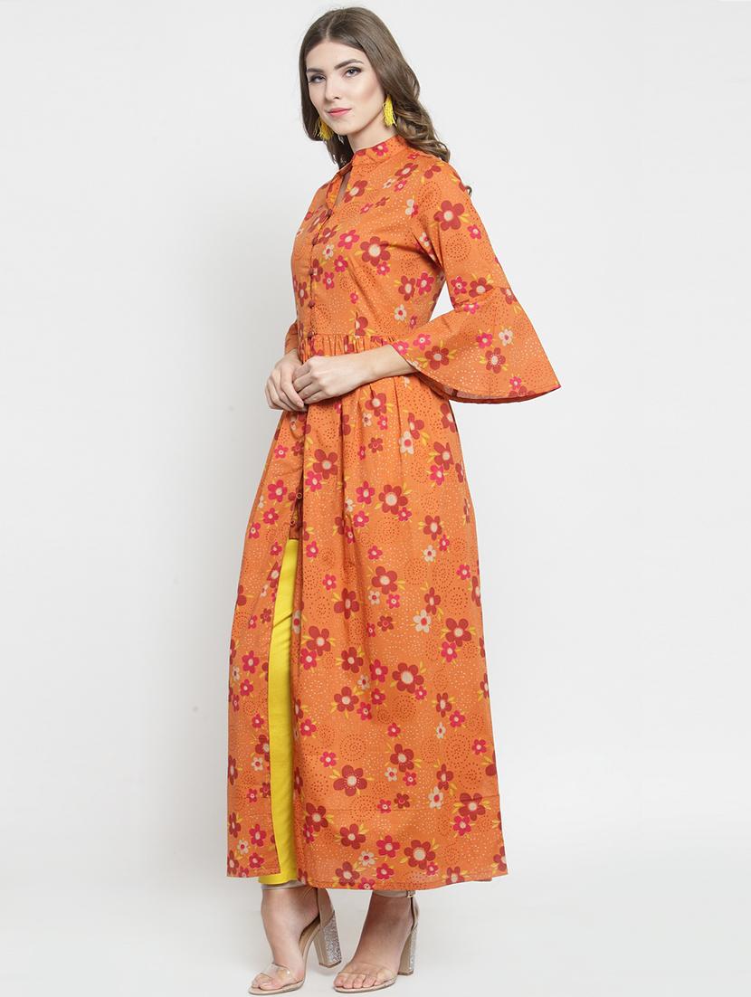 floral flared front slit kurta with pant set - 15799838 - Zoom Image - 2