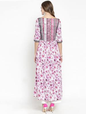 floral flared front slit kurta with palazzo set - 15799841 - Standard Image - 3