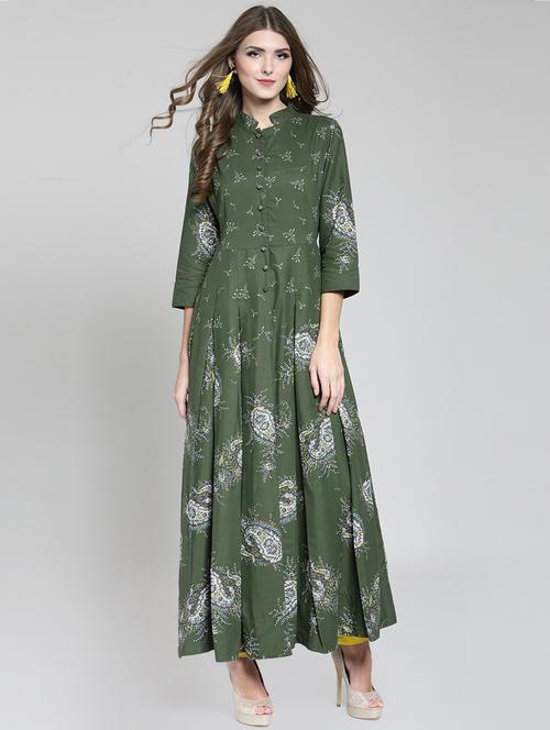 printed flared kurta with pant set - 15799861 - Standard Image - 1