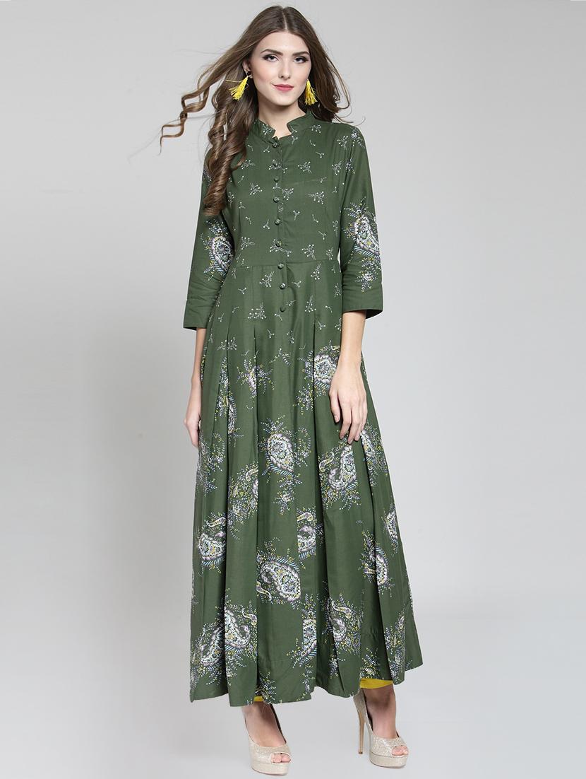 printed flared kurta with pant set - 15799861 - Zoom Image - 1