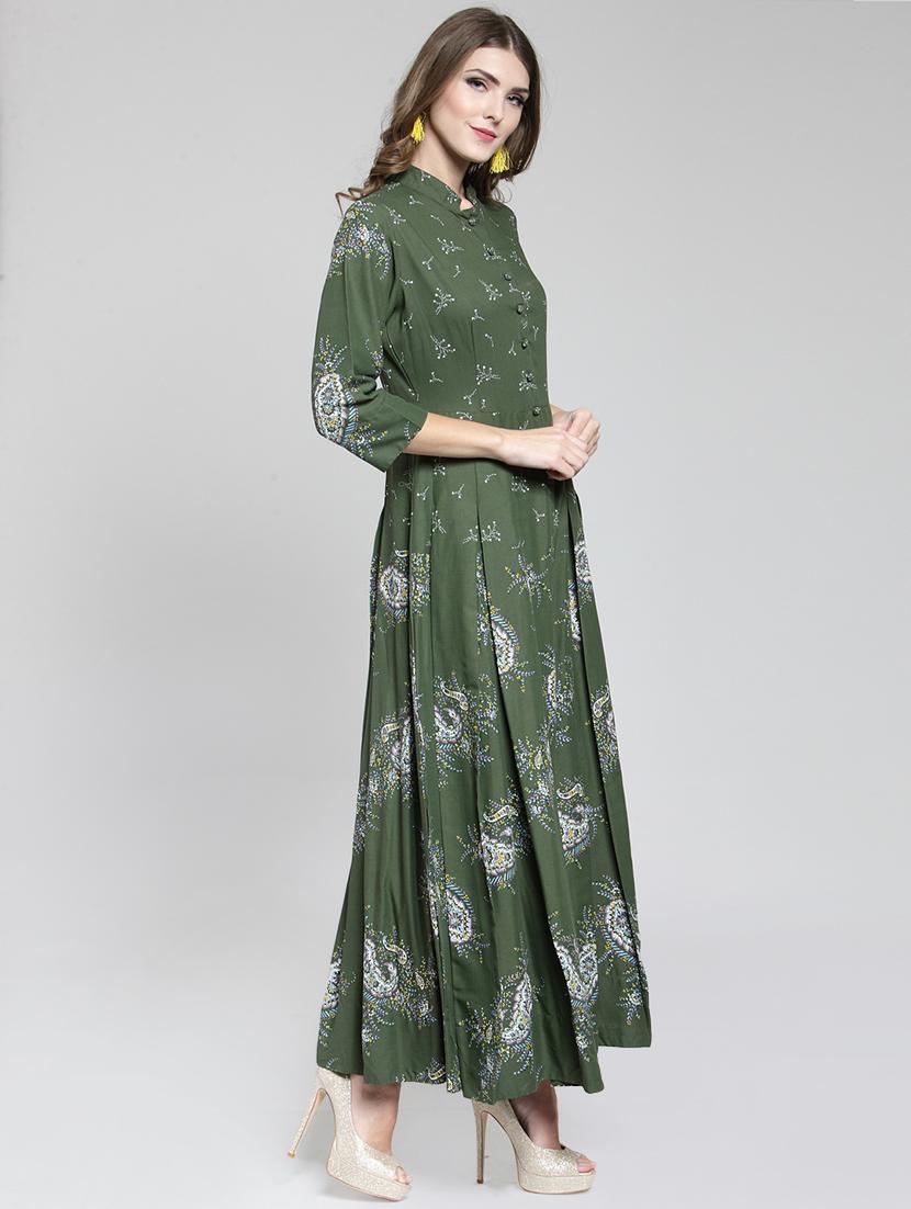 printed flared kurta with pant set - 15799861 - Zoom Image - 2