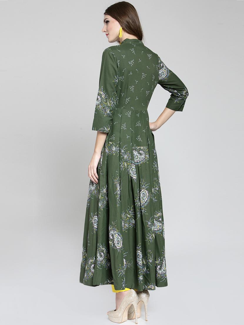 printed flared kurta with pant set - 15799861 - Zoom Image - 3