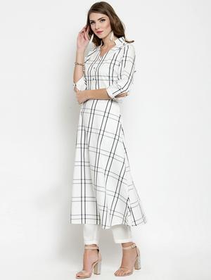 checkered kurta with pant set - 15799862 - Standard Image - 2