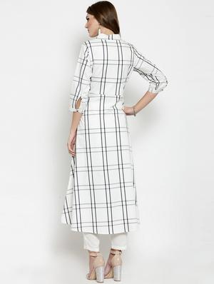 checkered kurta with pant set - 15799862 - Standard Image - 3