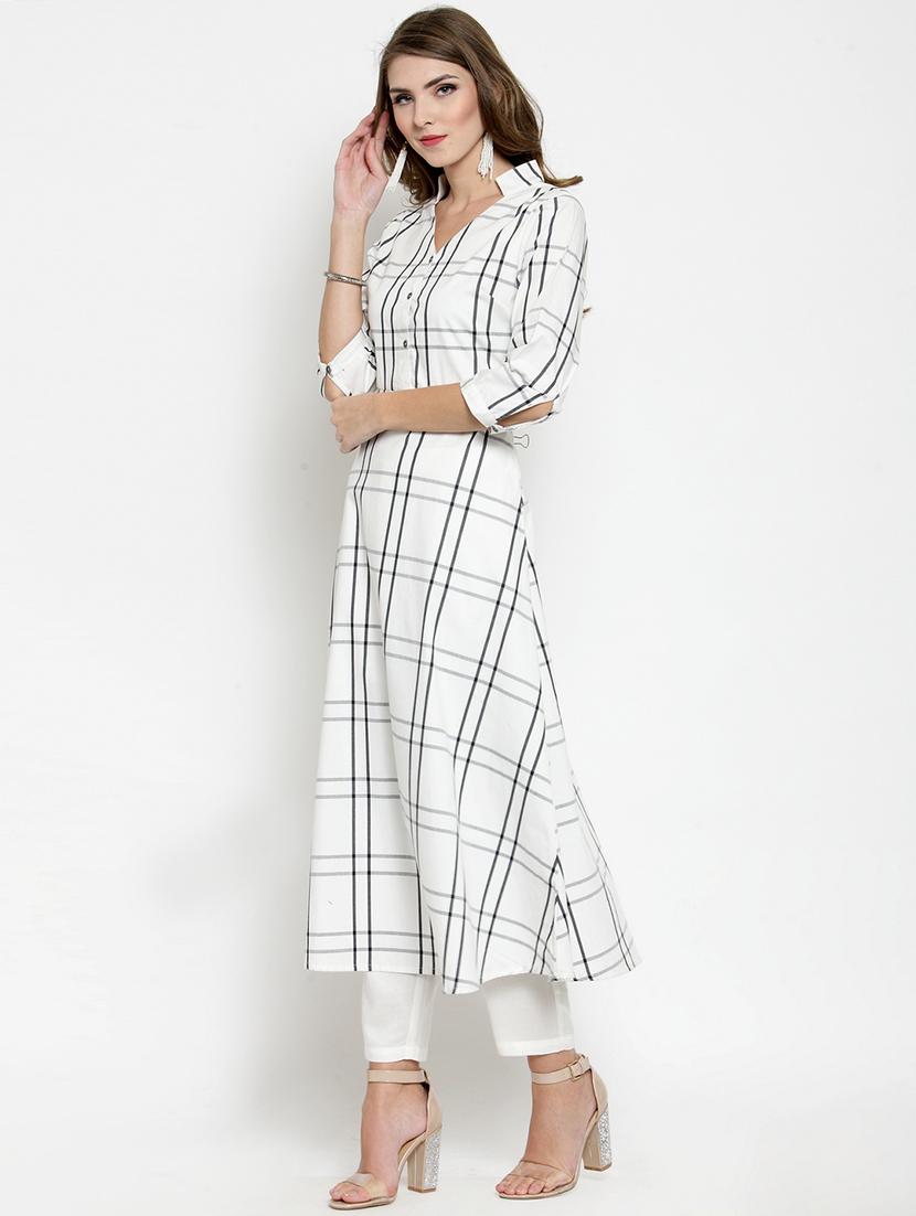 checkered kurta with pant set - 15799862 - Zoom Image - 2