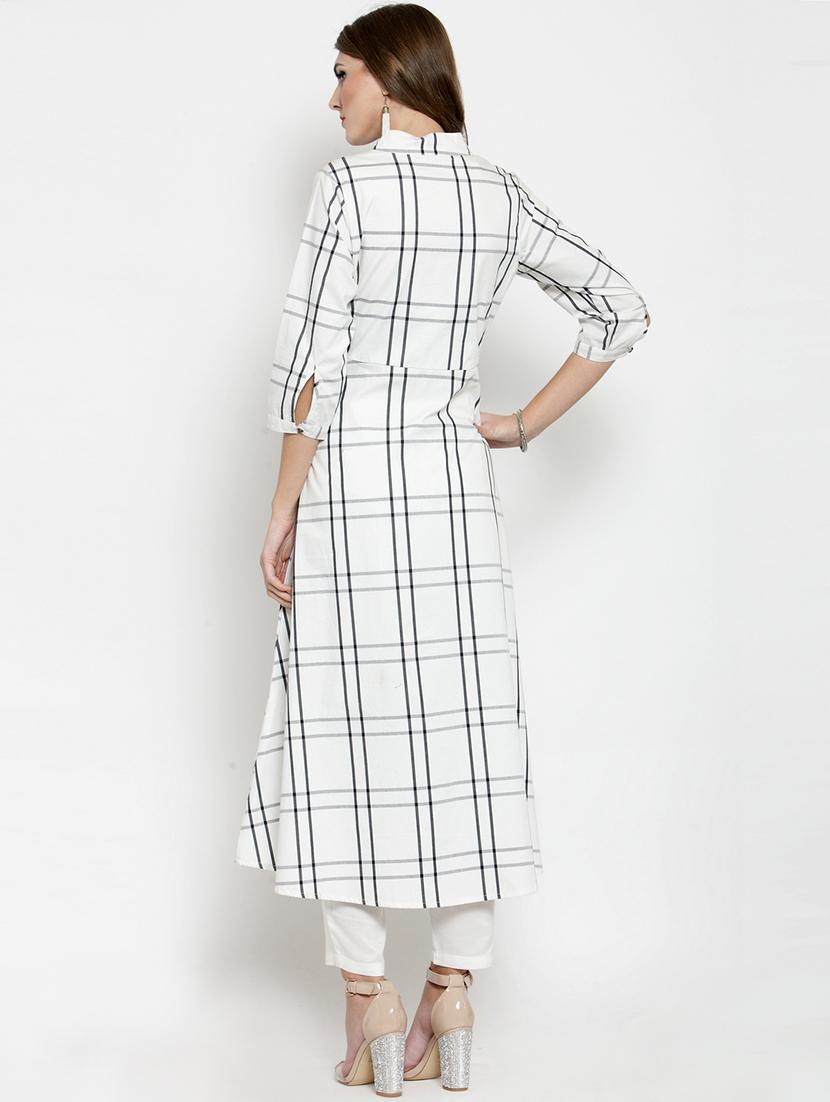 checkered kurta with pant set - 15799862 - Zoom Image - 3