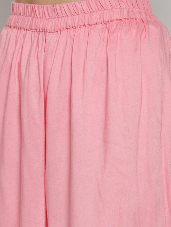 side slit net kurta with palazzo set - 15799863 - Zoom Image - 4