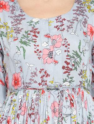 floral front drawstring flared kurta with palazzo set - 15799865 - Standard Image - 4