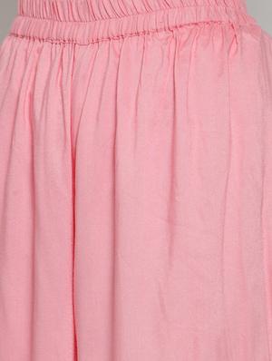 floral front drawstring flared kurta with palazzo set - 15799865 - Standard Image - 5