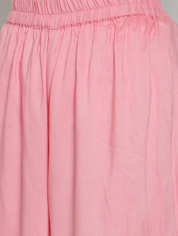 floral front drawstring flared kurta with palazzo set - 15799865 - Zoom Image - 5