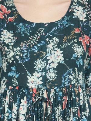 floral front drawstring flared kurta with palazzo set - 15799866 - Standard Image - 4