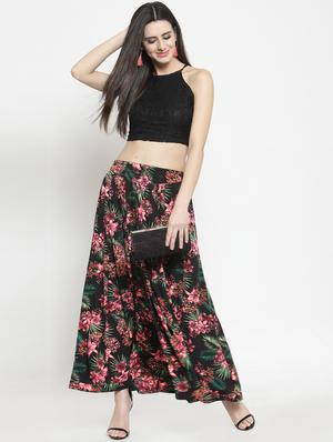 floral flared long skirt - 15799880 - Standard Image - 4
