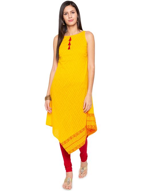 ethnic motif printed assymetrical kurta - 15799933 - Standard Image - 1