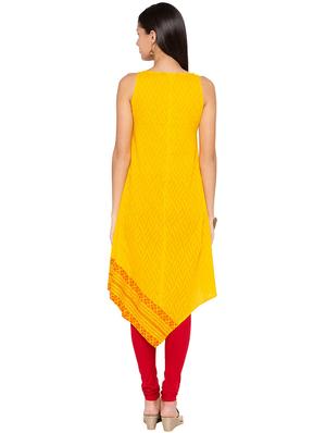 ethnic motif printed assymetrical kurta - 15799933 - Standard Image - 3