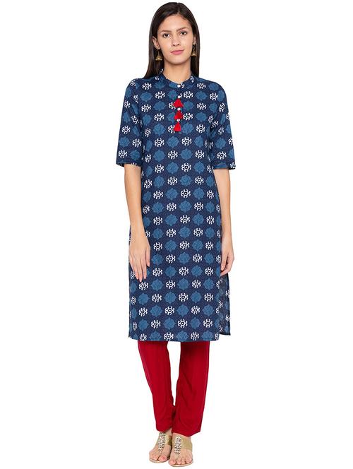 ethnic motif printed straight kurta - 15799934 - Standard Image - 1