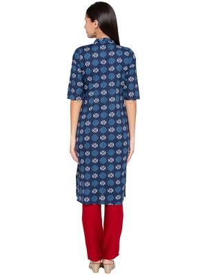 ethnic motif printed straight kurta - 15799934 - Standard Image - 3