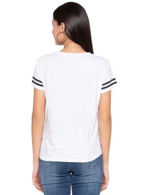 striped sleeved graphic print tee - 15799939 - Standard Image - 3