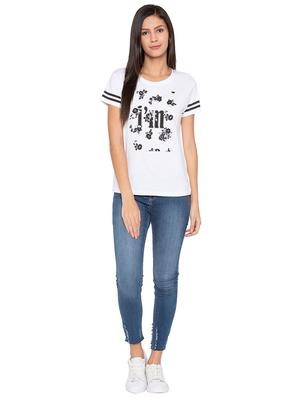striped sleeved graphic print tee - 15799939 - Standard Image - 4