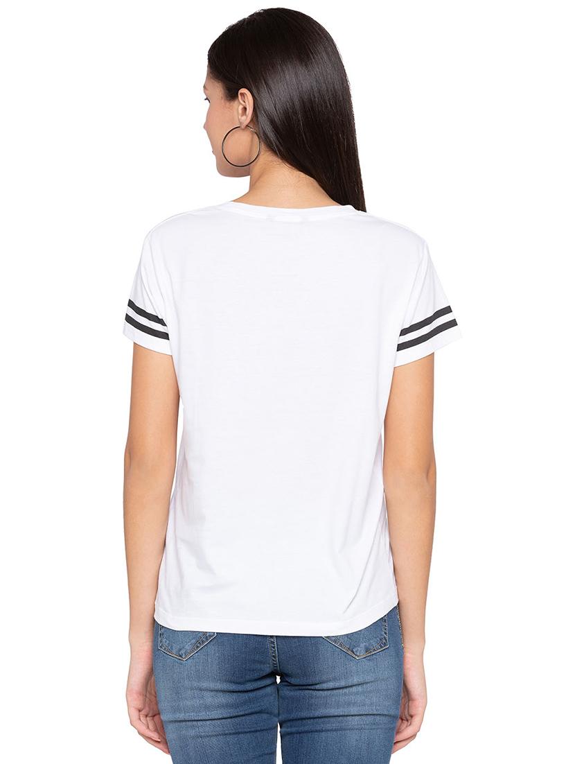 striped sleeved graphic print tee - 15799939 - Zoom Image - 3