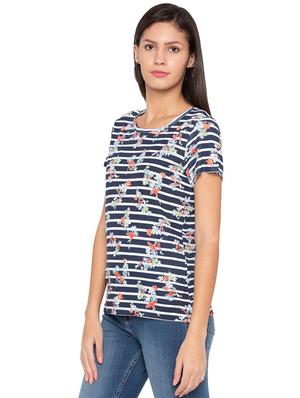 floral striped short sleeved top - 15799991 - Standard Image - 2