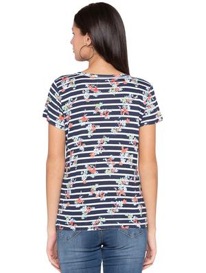 floral striped short sleeved top - 15799991 - Standard Image - 3