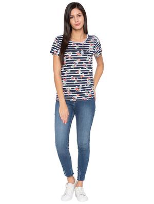 floral striped short sleeved top - 15799991 - Standard Image - 4