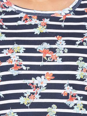 floral striped short sleeved top - 15799991 - Standard Image - 5